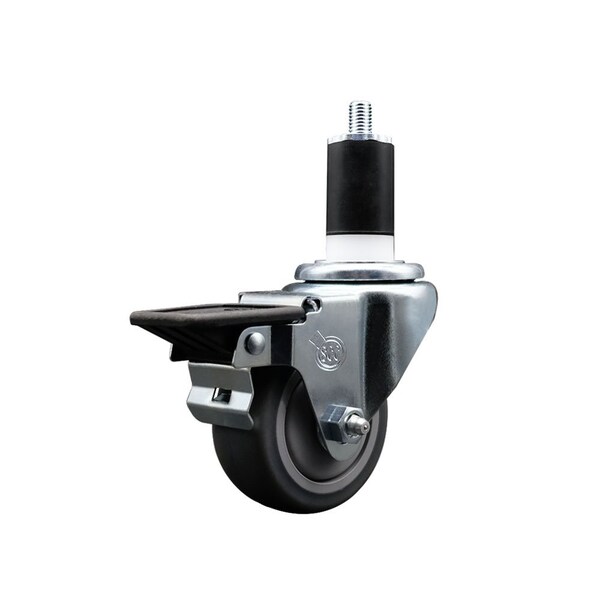 3'' Thermoplastic Rubber Swivel 1-1/2'' Expanding Stem Caster with Brake